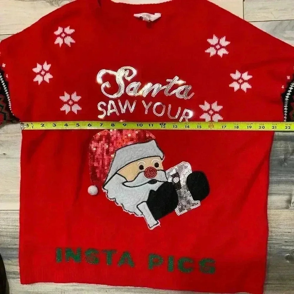 No Boundaries Christmas Sweater Size XXL Saying’ I Saw Your Insta Pic’ - Picture 9 of 10